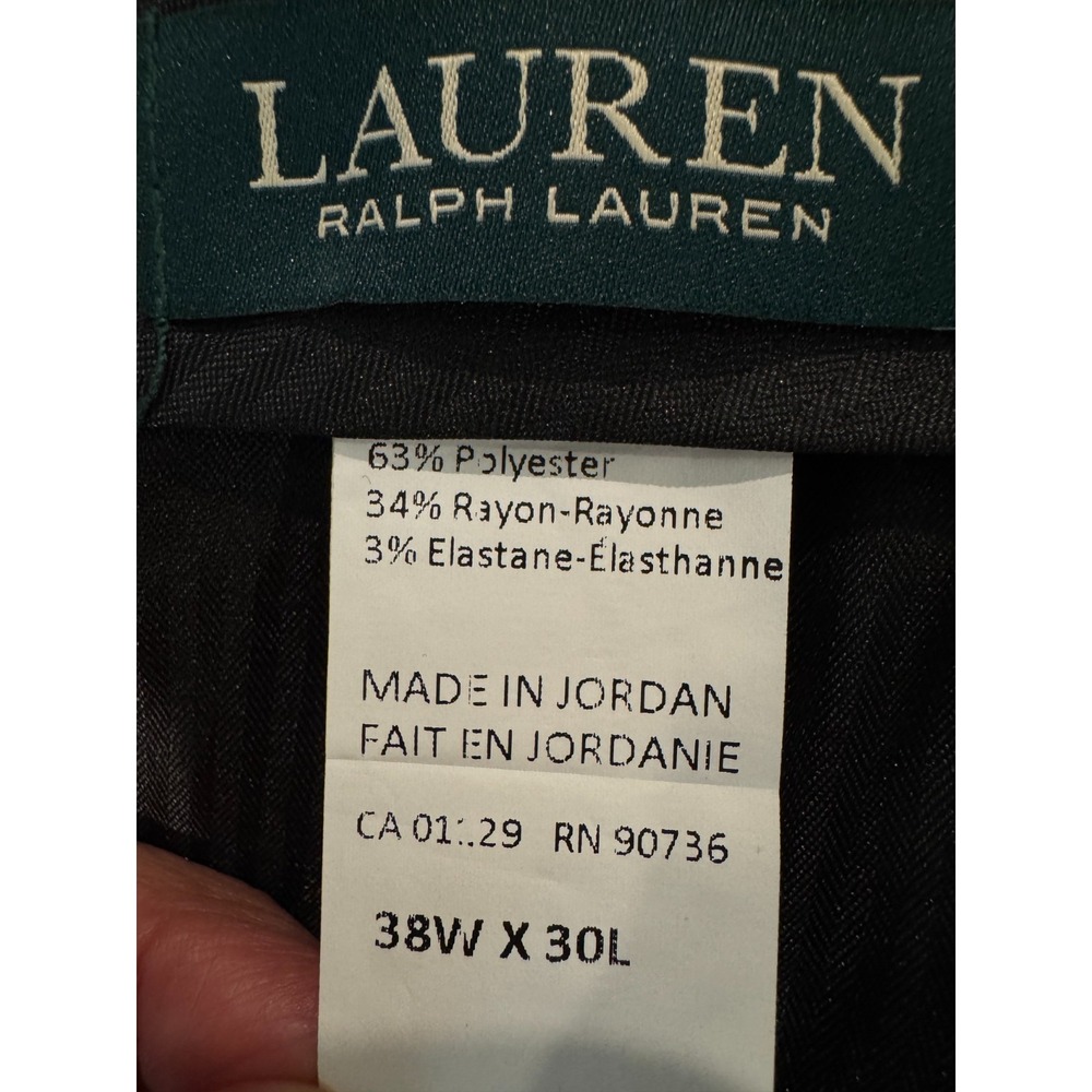 Lauren Ralph Lauren Norton Dress Pants Men's 38W x30L Brown Flat Front Stretch - Picture 7 of 8